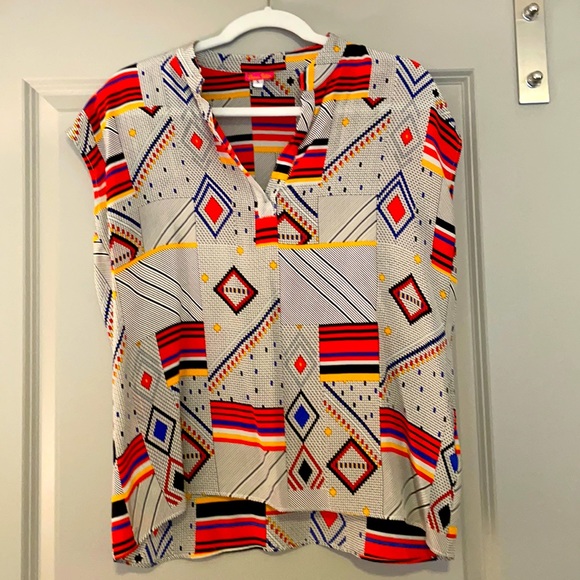Bianca Coletti S/S silk geometric print top Sz. S - Picture 1 of 6